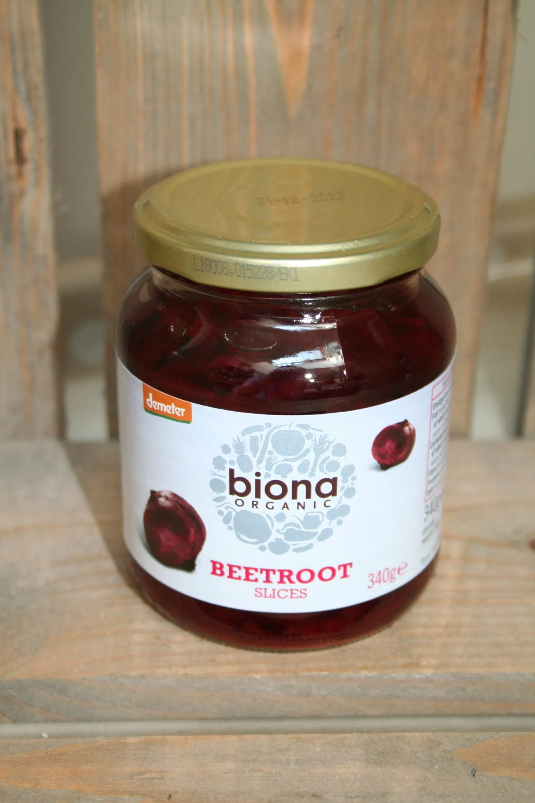 Biona beetroot slices in glass jar