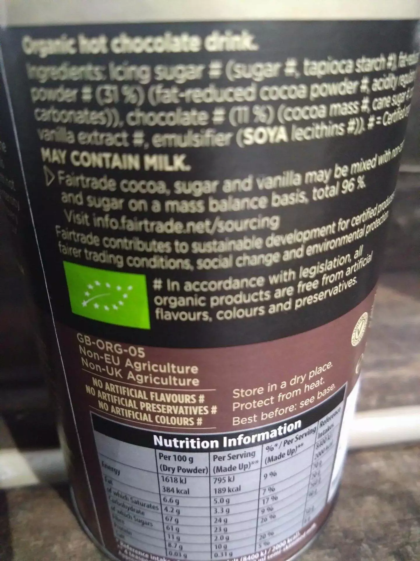 green & black organic hot chocolate (250g)