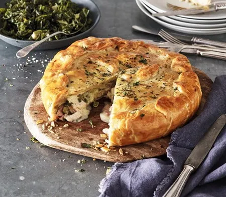 Cook froxen food chicken ham & leek pie