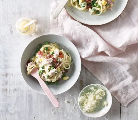Cook kids spagetti carbonara