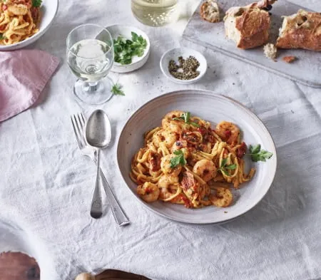 Cook frozen food Kind Prawn linguine