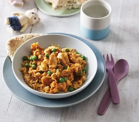 Cook kids chicken tikka with rice