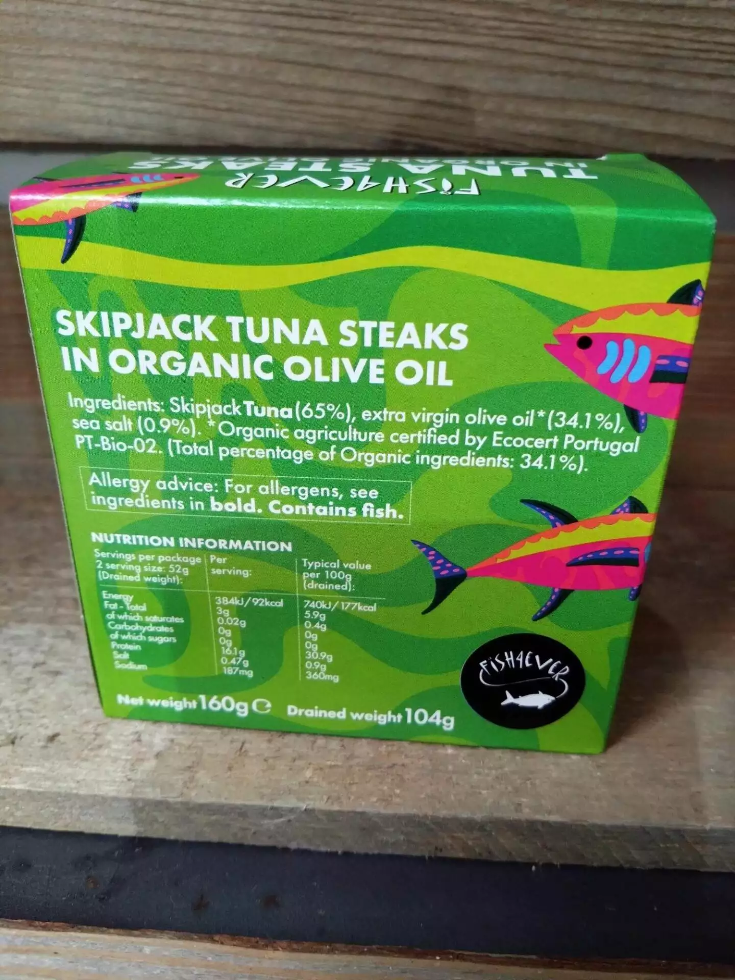 fish 4 ever azores tuna steaks in organic olive oil (160g)
