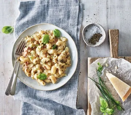 Cook Mac cheese with ham & cauliflower