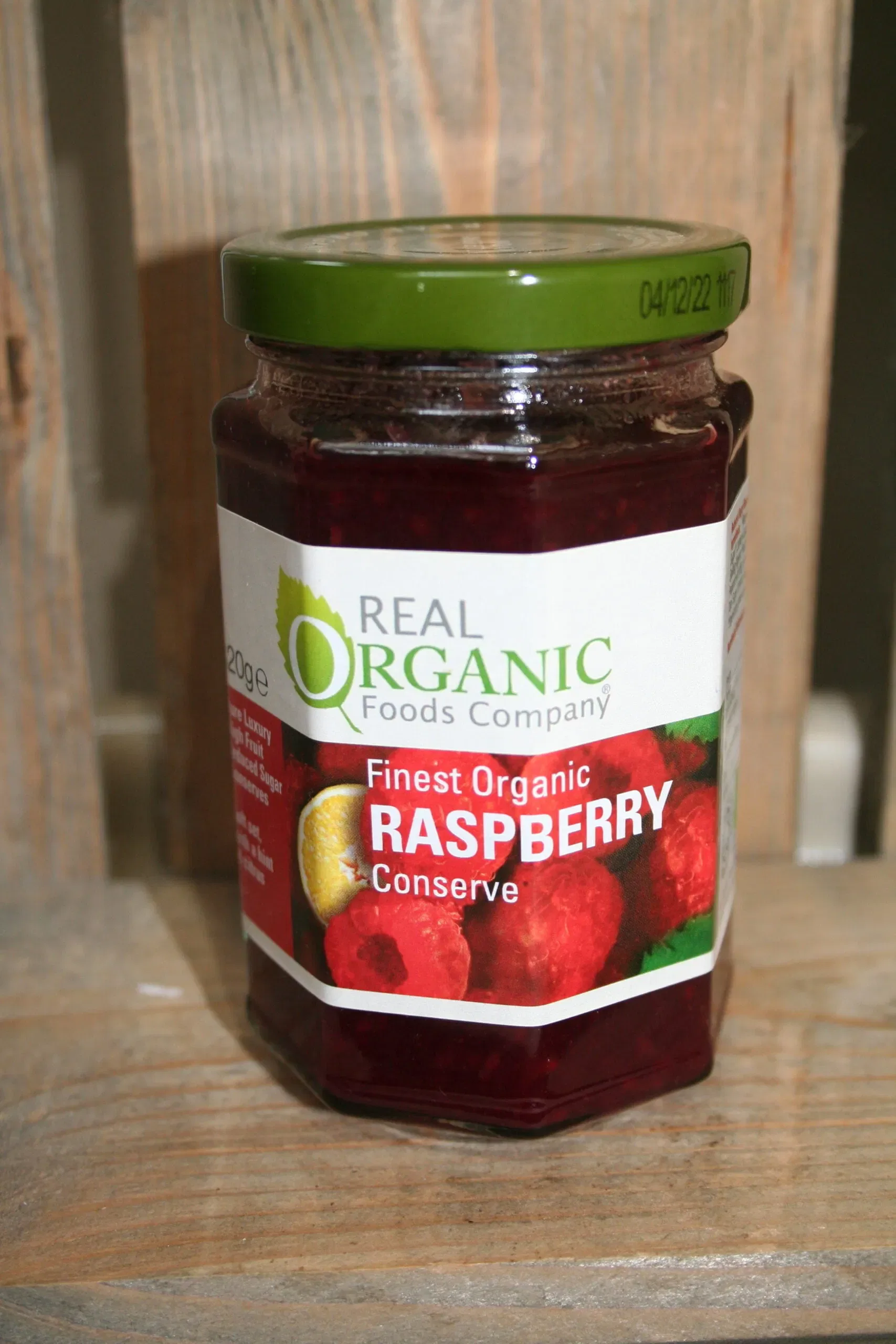 Real Organic Foods Company raspberry jam conserve