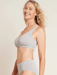 Boody padded shaper crop bra light grey marl