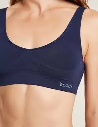 Boody padded shaper crop bra navy