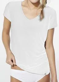 Boody v neck white t shirt ladies