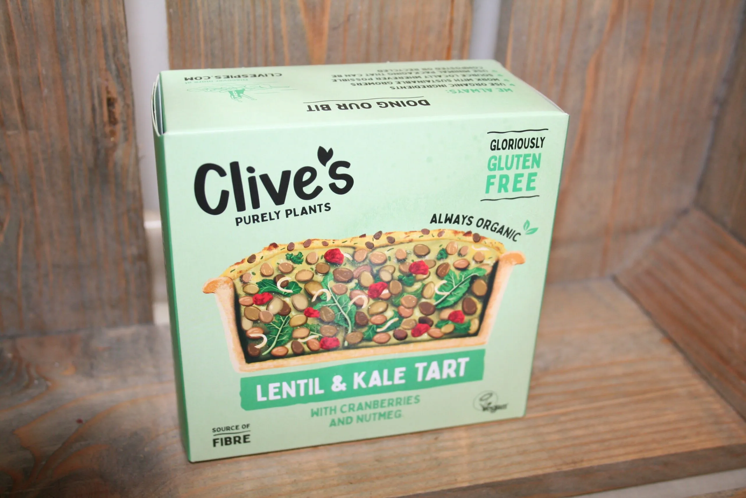 Clives purely plants lentil & kale tart