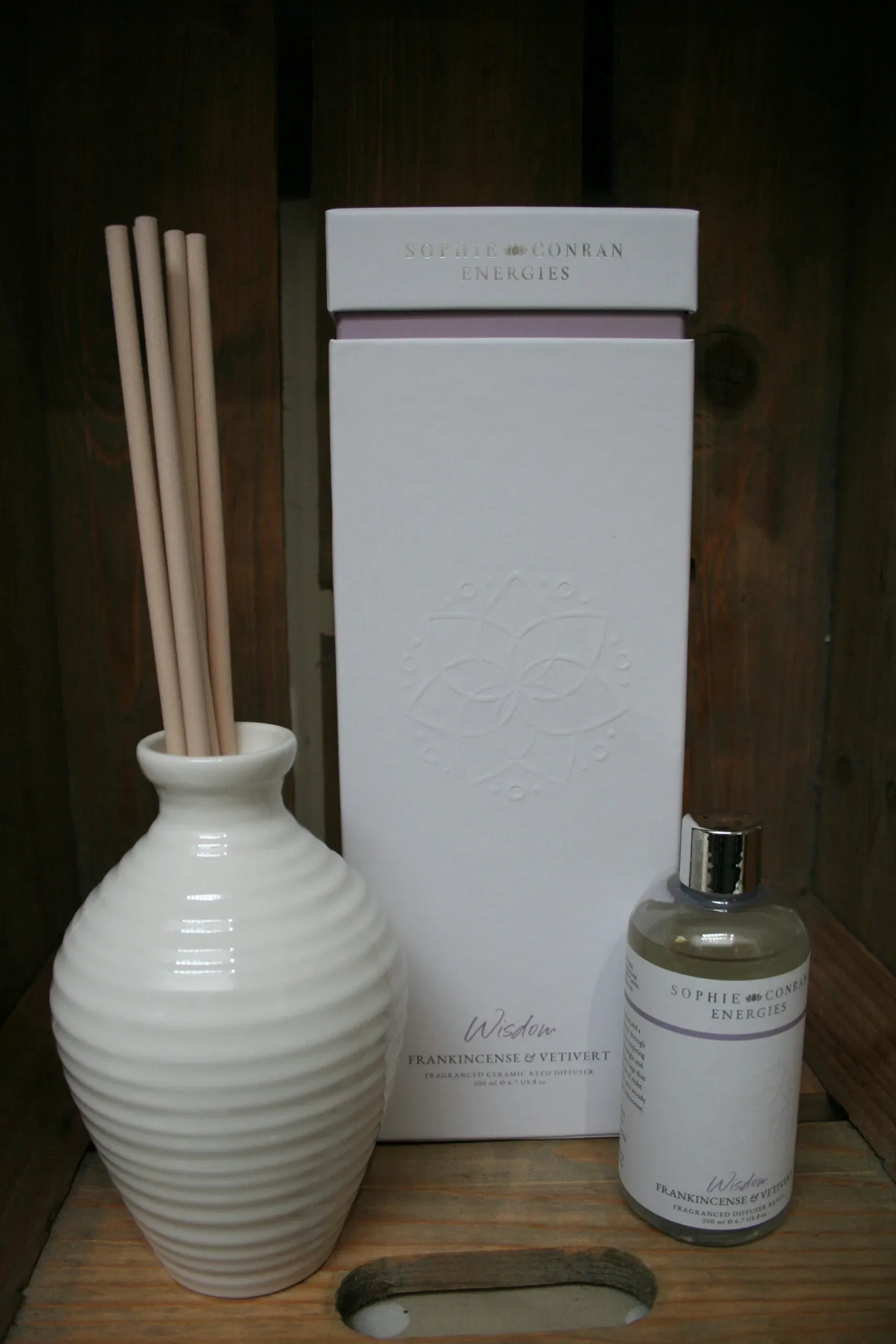 Sophie Conran fragranced ceramic reed diffuser wisdom frankincense & vertivert