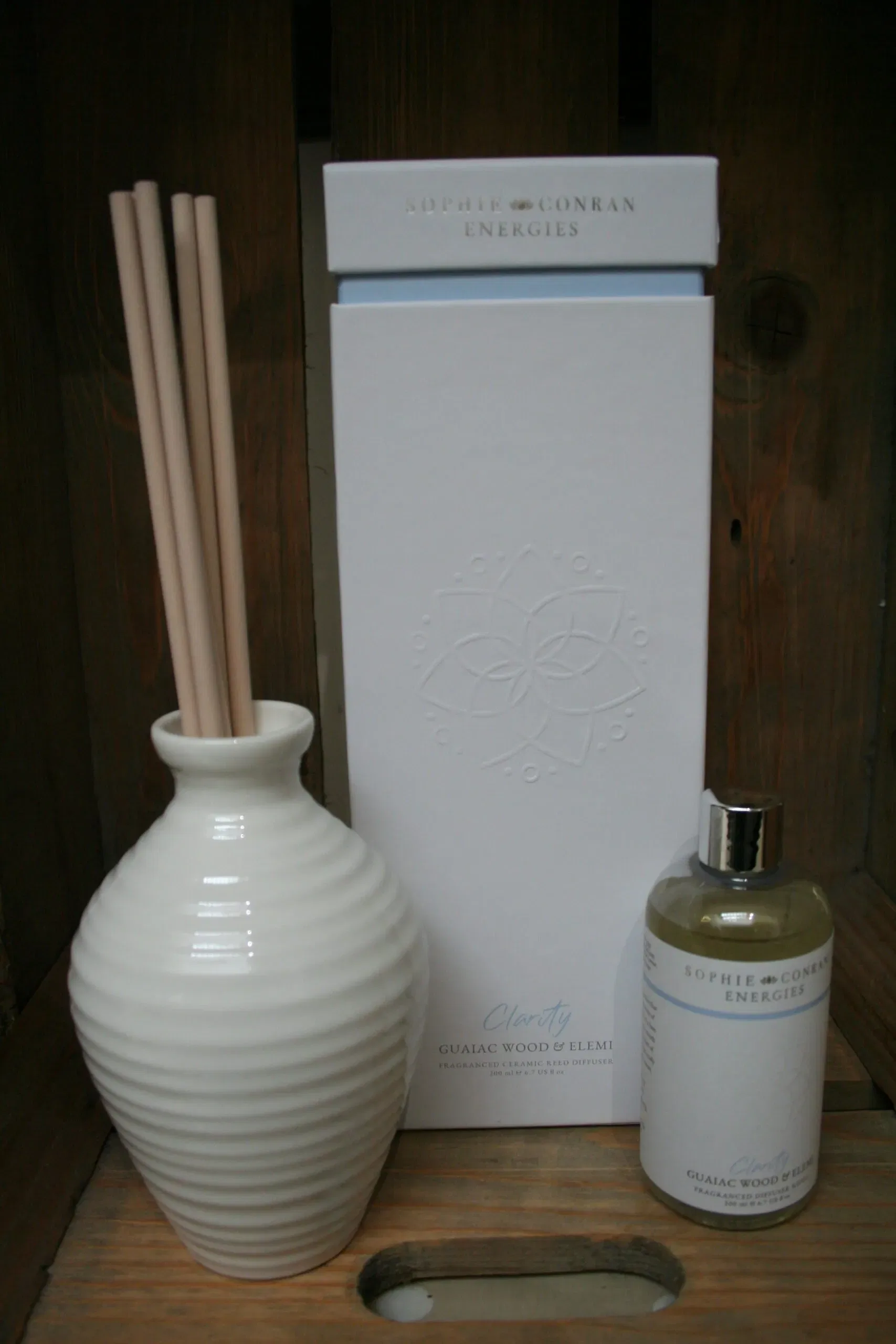 Sophie Conran fragrant ceramic reed diffusers clarity guaiac wood & elami