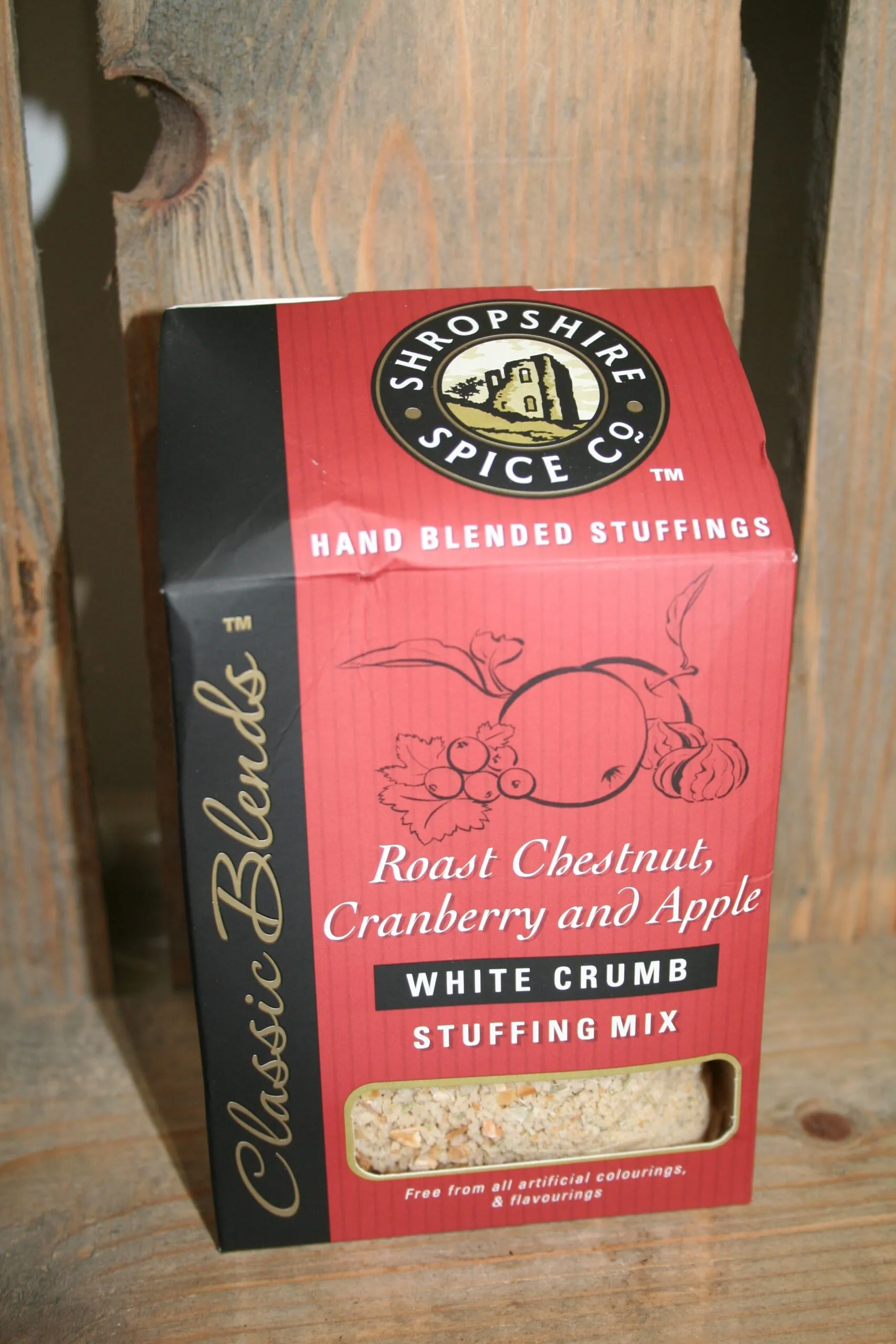 Shropshire Spice Co roasted chestnut, cranberry & apple white crumb stuffing mix