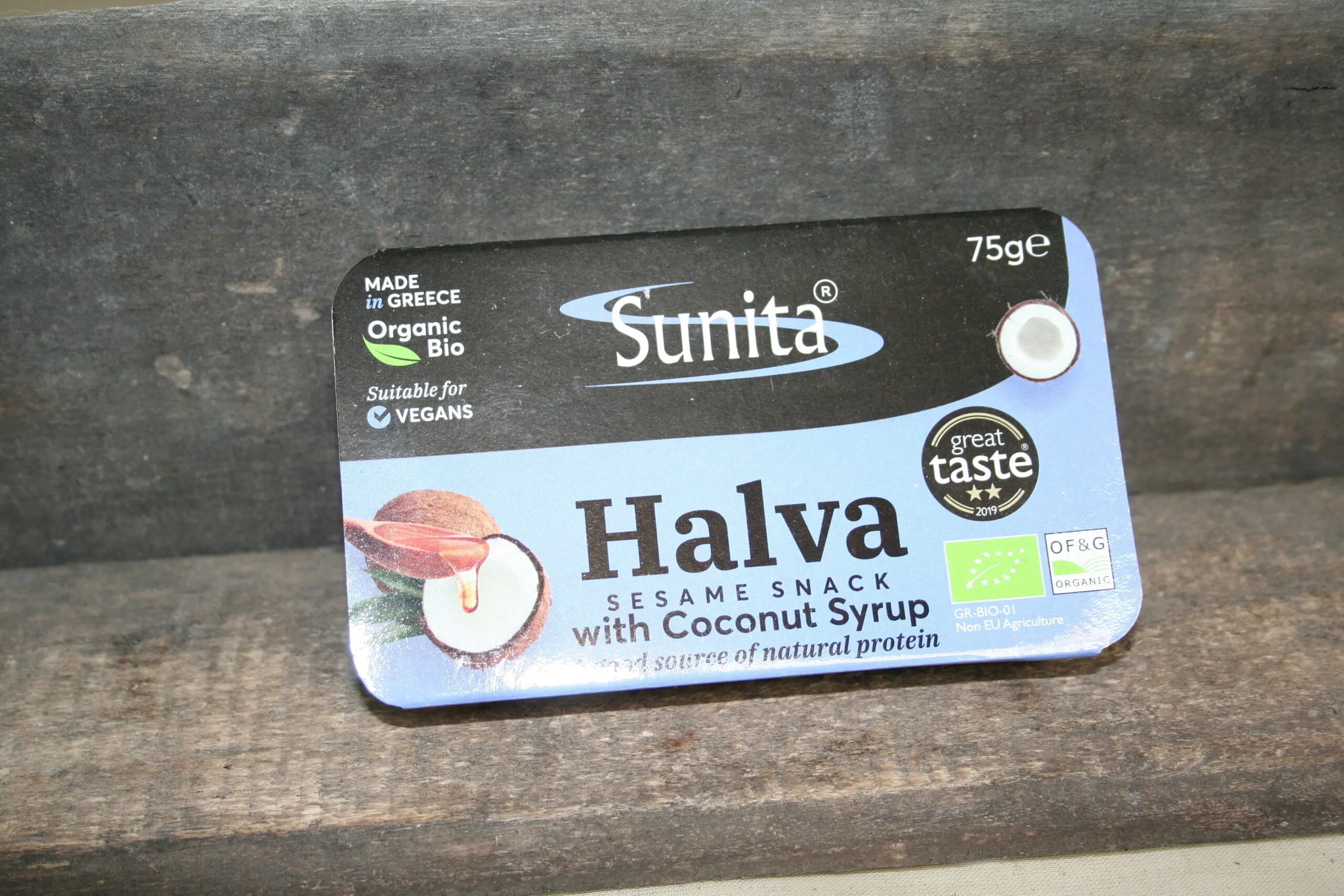 Sunita halva sesame snack with coconut syrup