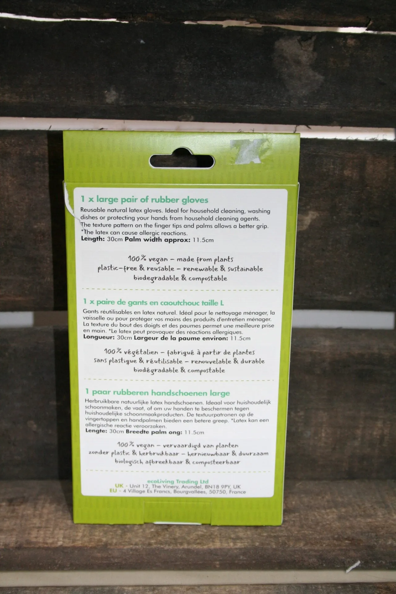 Eco living natural latex rubber gloves