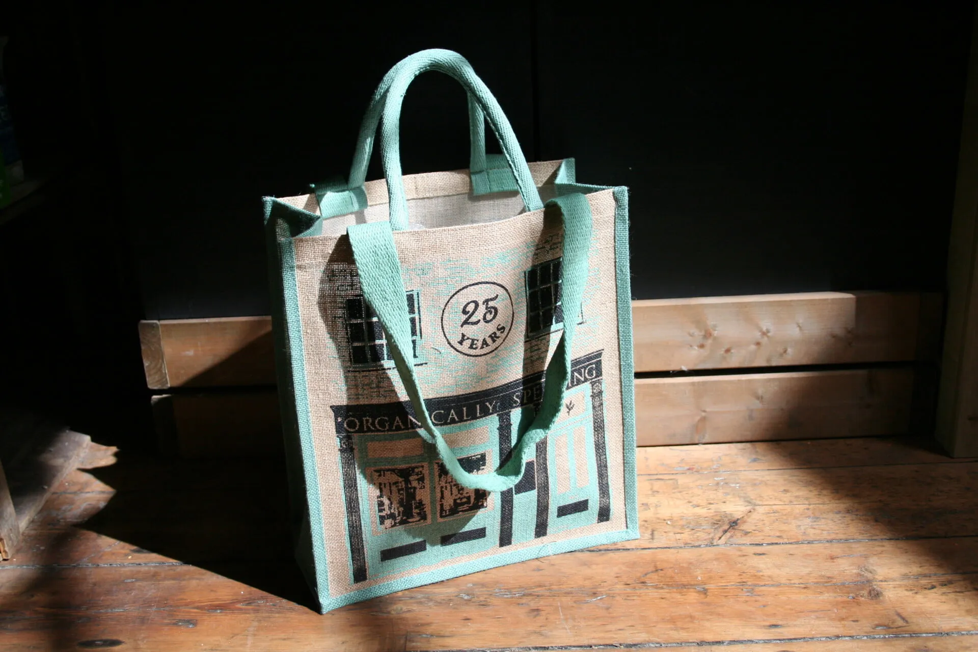 Organically speaking jute bag 25 year