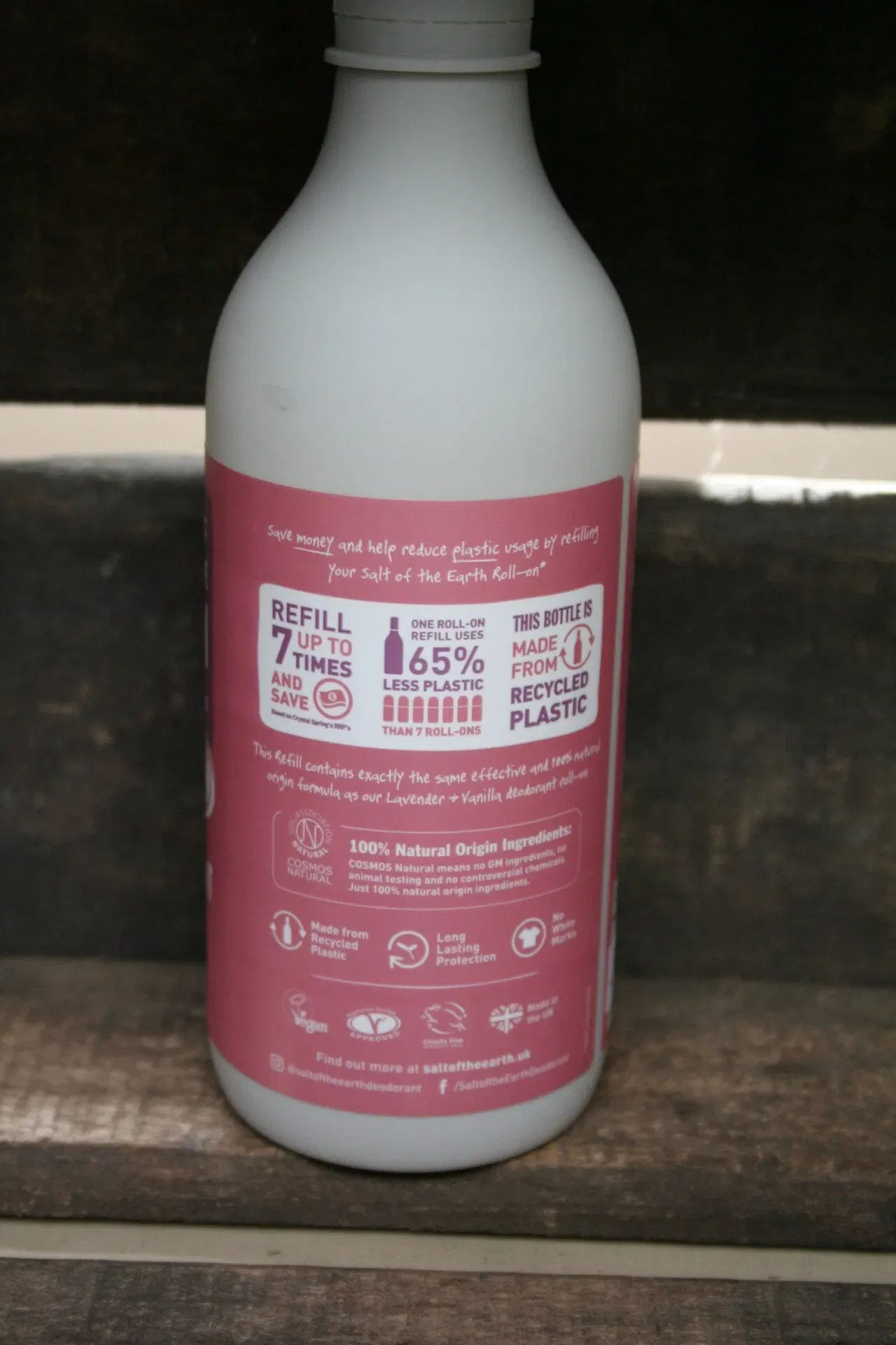 SALT OF THE EARTH 100% Natural Origin Lavender + Vanilla Deodrant Roll-On REFILL 525ml (upto 7x refills of 75ml)