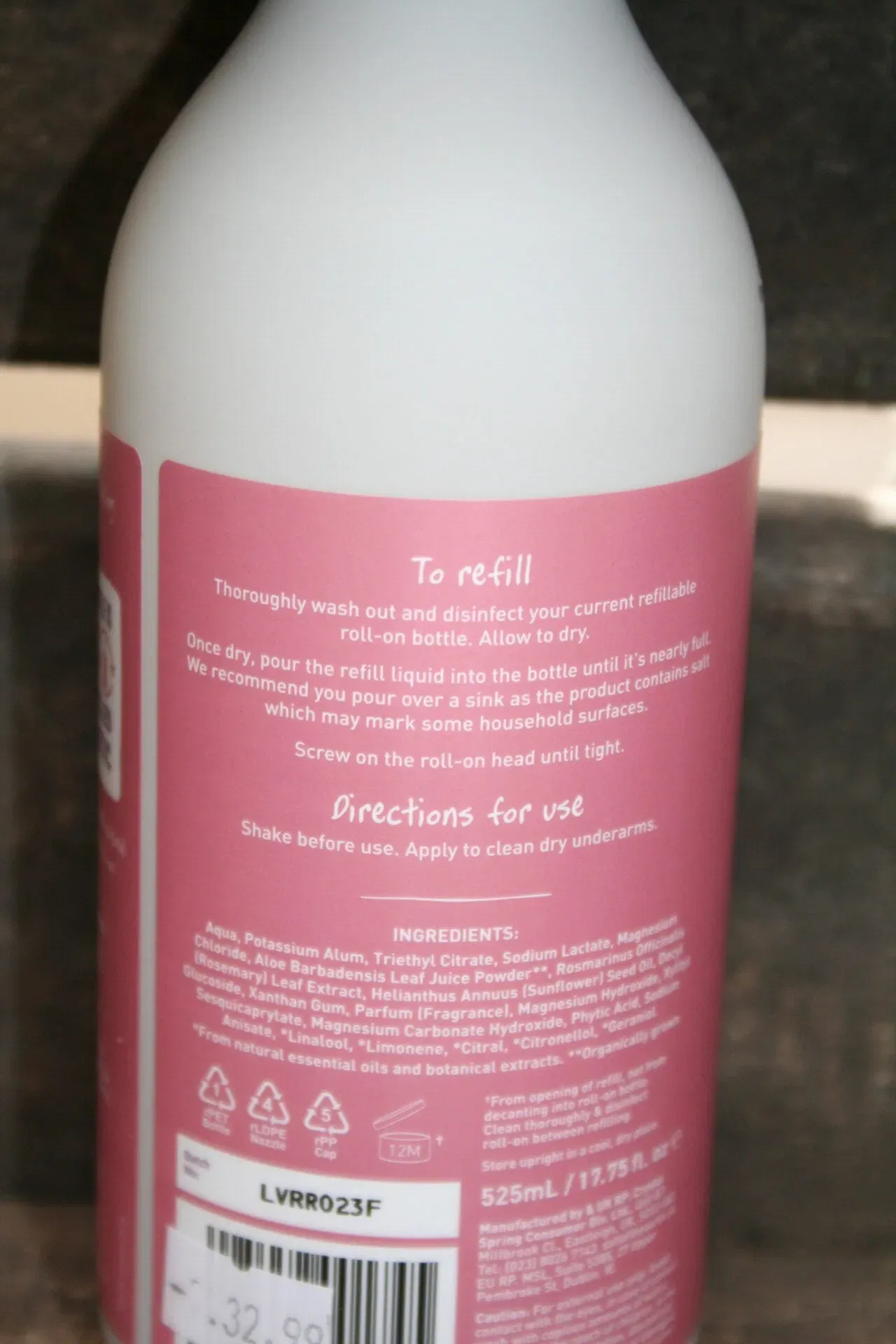 SALT OF THE EARTH 100% Natural Origin Lavender + Vanilla Deodrant Roll-On REFILL 525ml (upto 7x refills of 75ml)