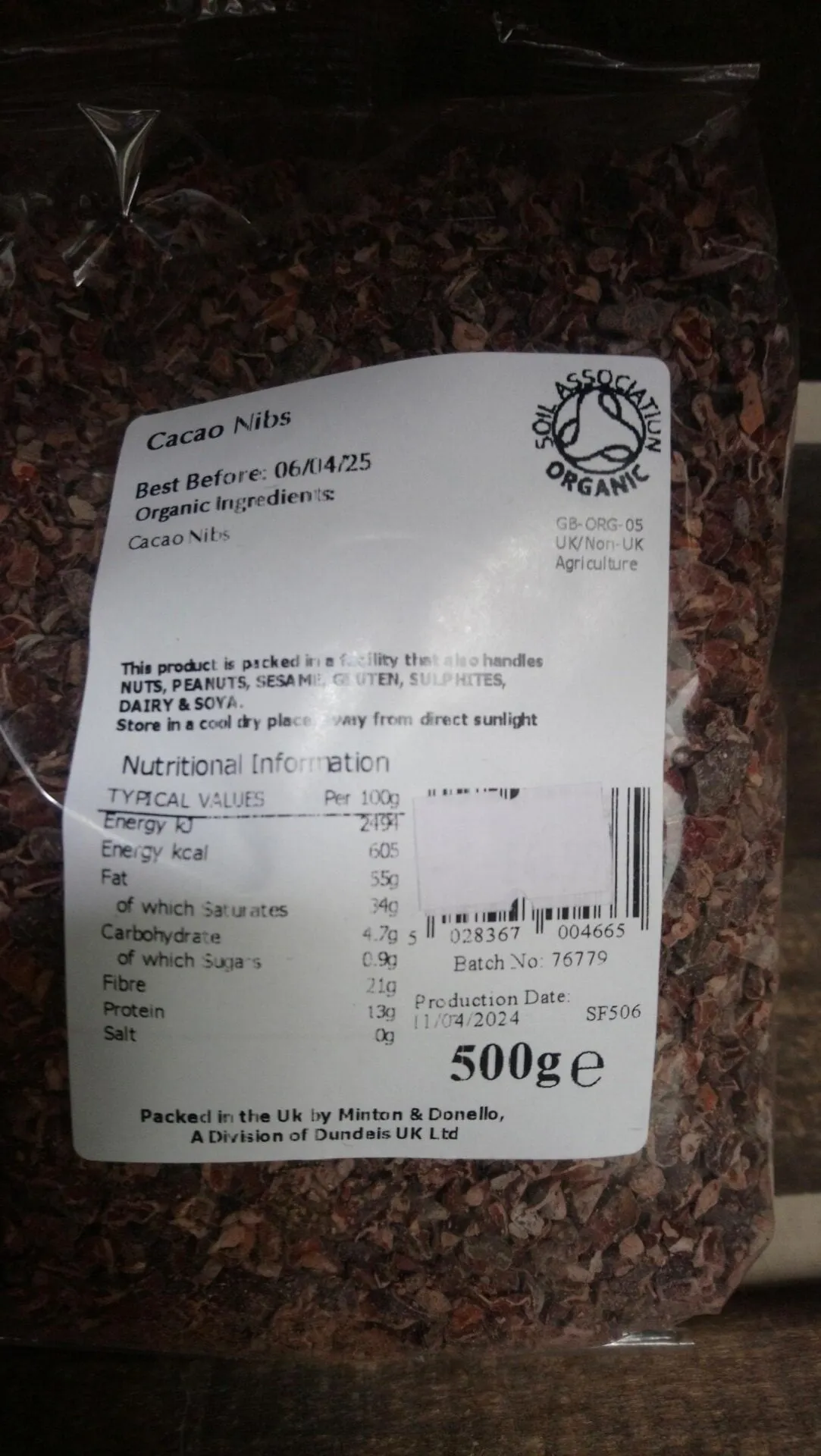 organically speaking organic cacao nibs (500g)