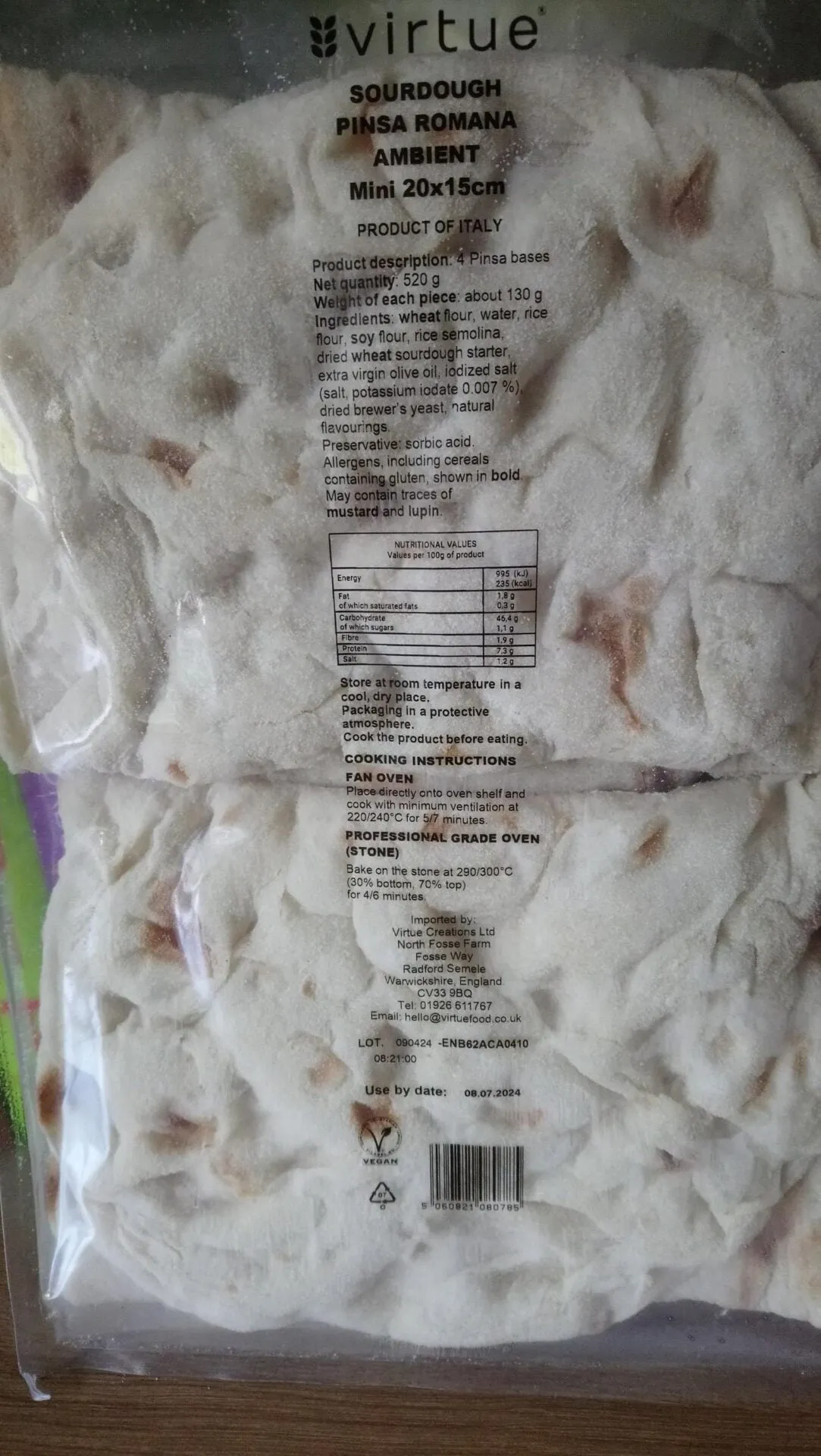 virtue mini pinsa romana sourdough base (x 4)