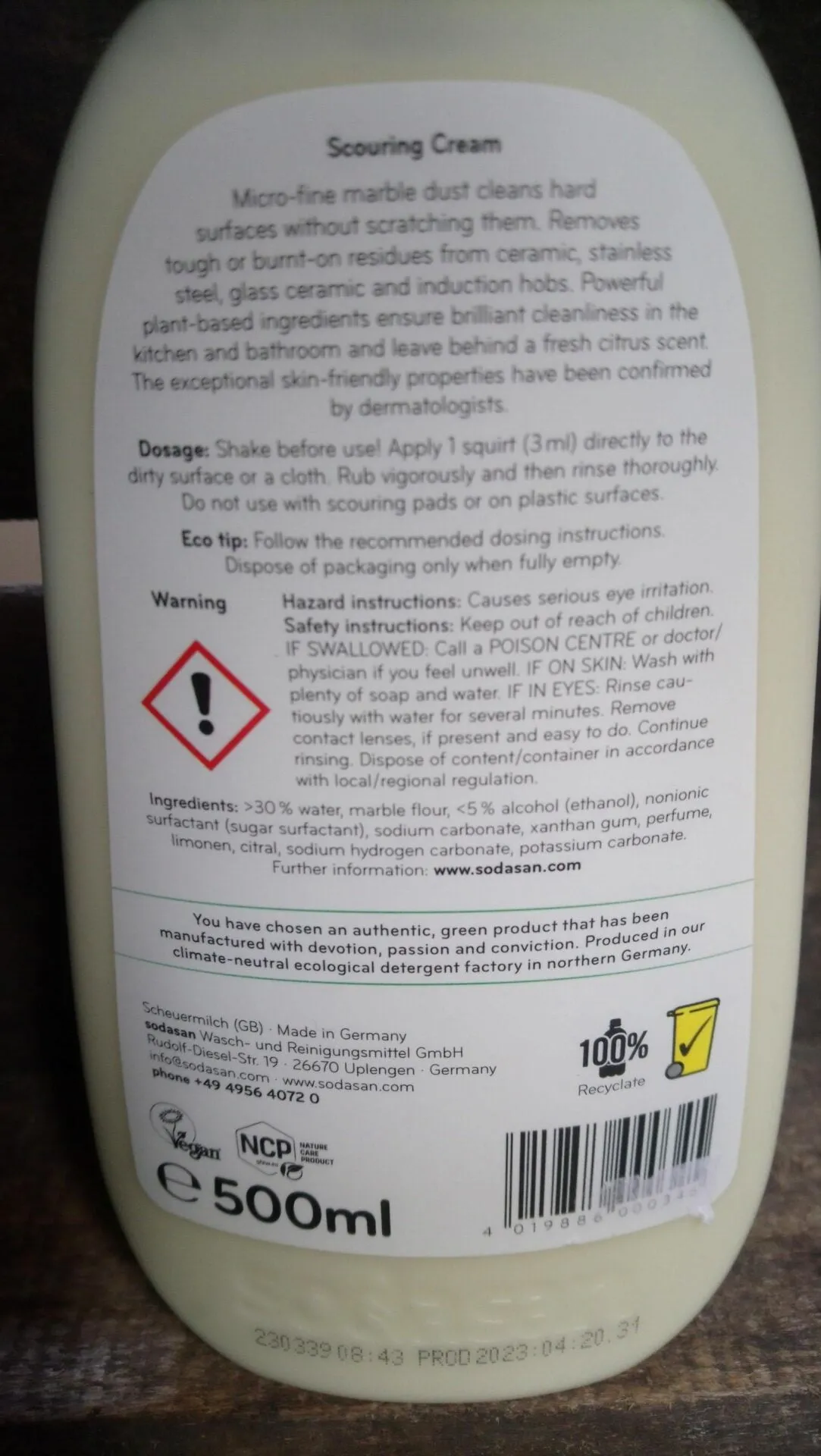 sodasan scouring cream (500ml)