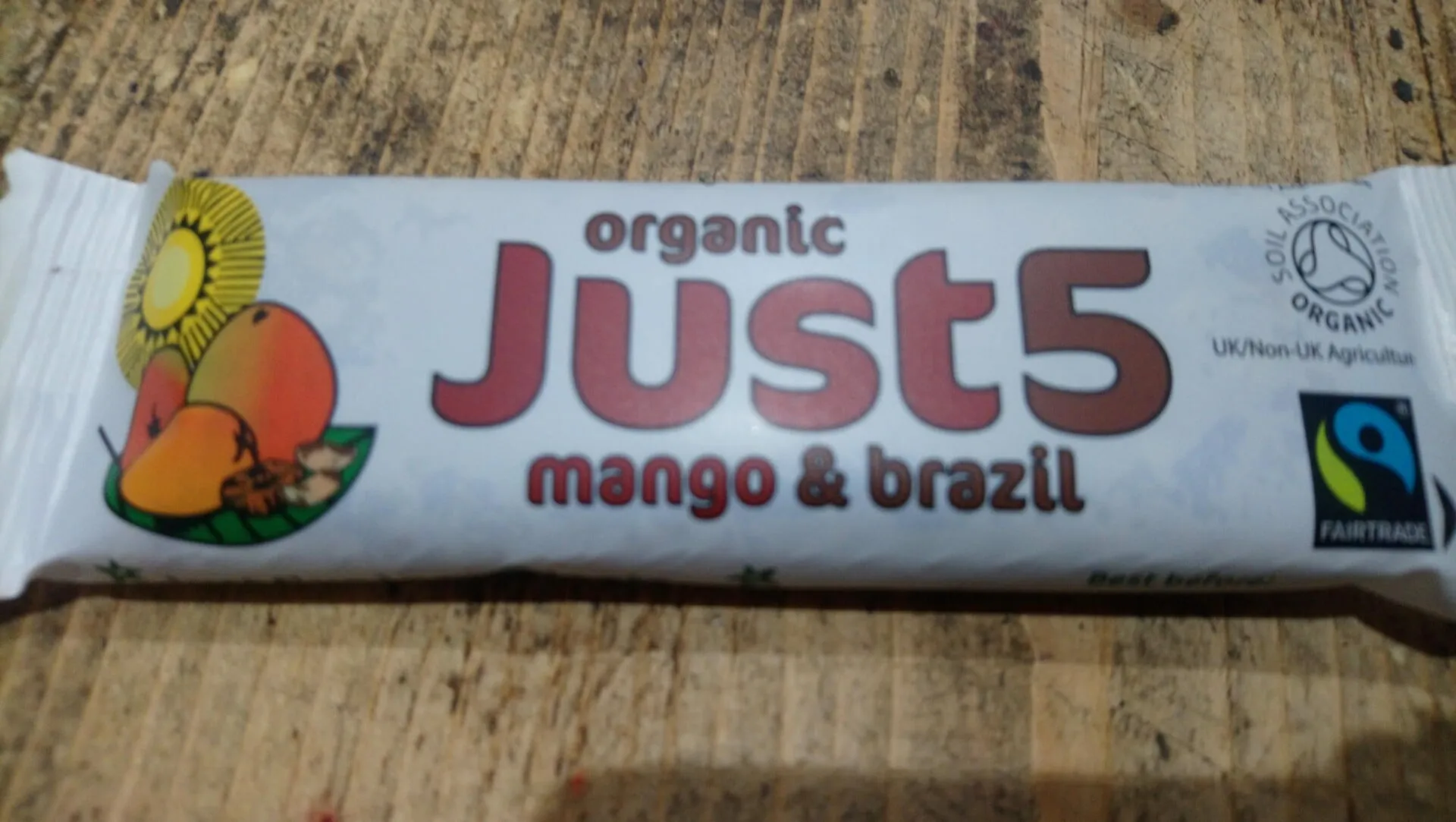 tropical wholefoods organic just5 mango & brazil bar (40g)
