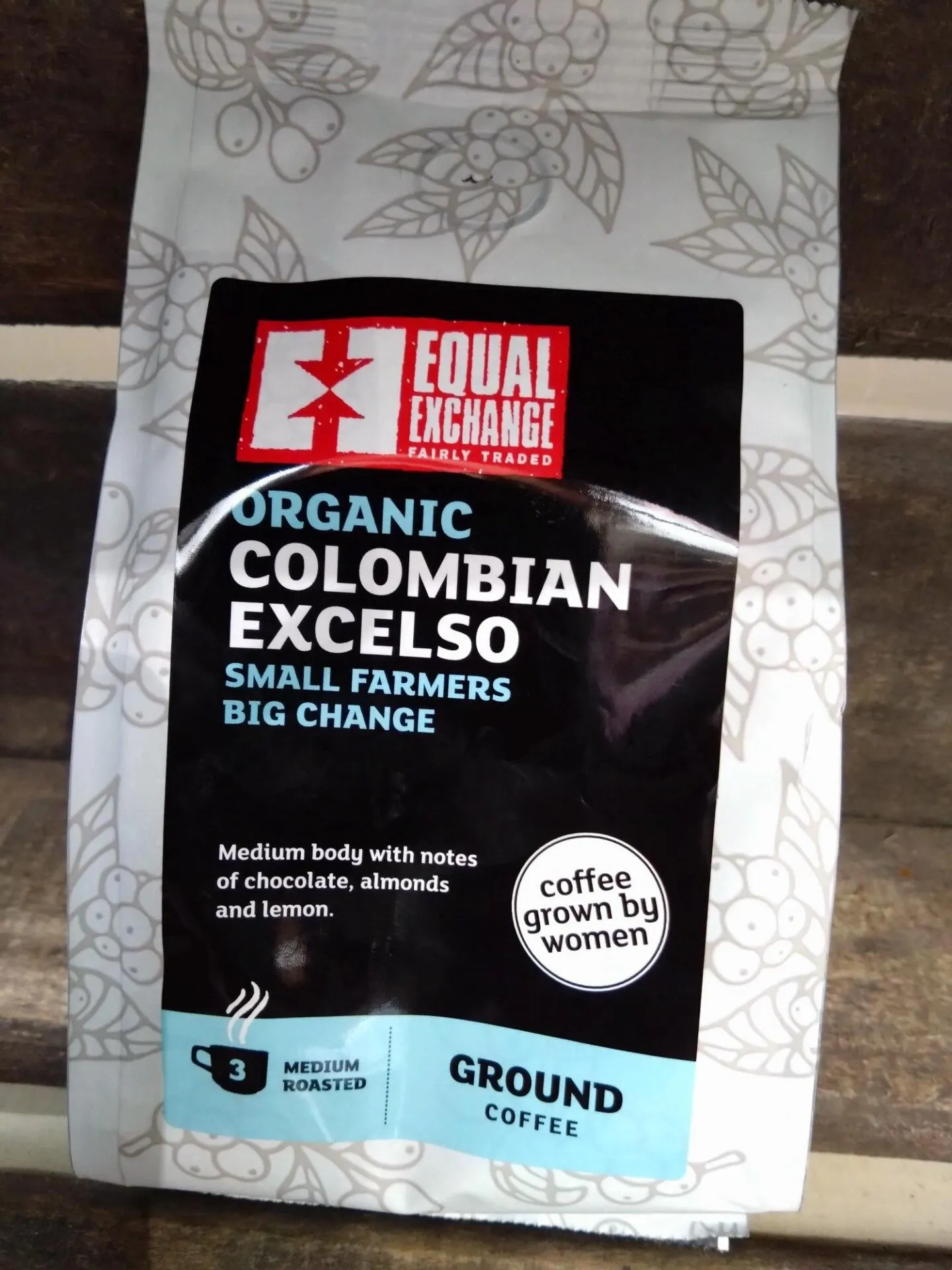 equal exchange organic colombian excelso ground coffee medium roasted 3 (200g)