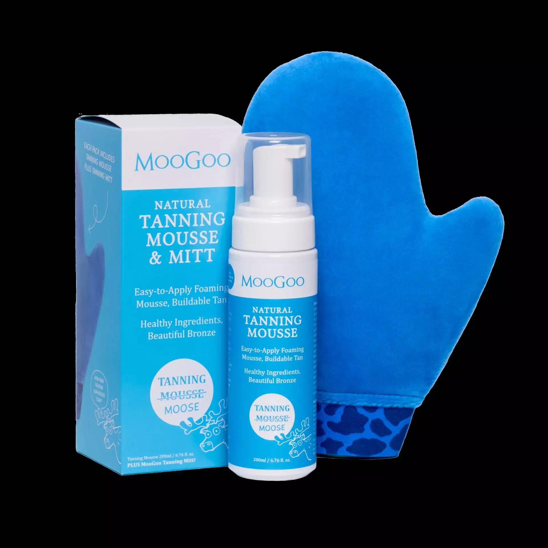 moogoo natural tanning mousse and mitt (200ml plus tanning mitt)