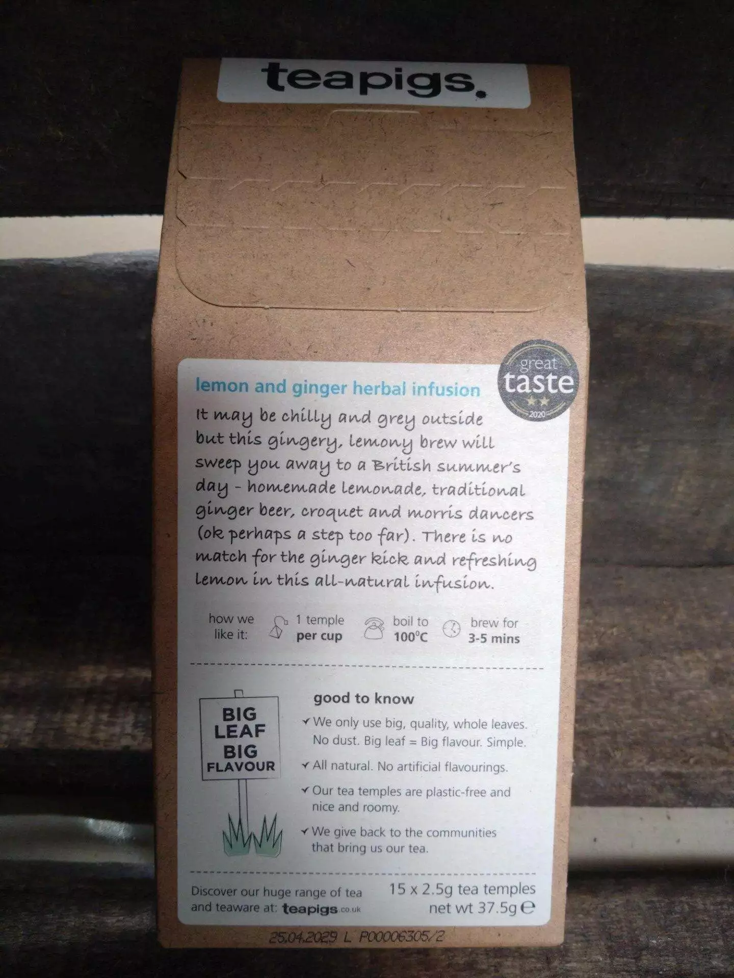 teapigs lemon & ginger (15 tea temples)