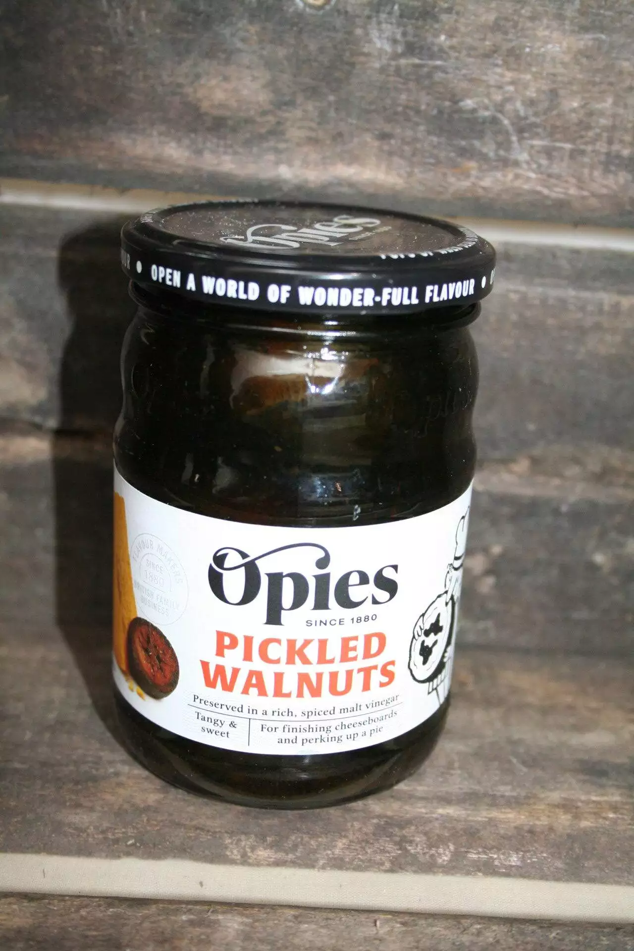 Opies pickled walnuts in vinegar