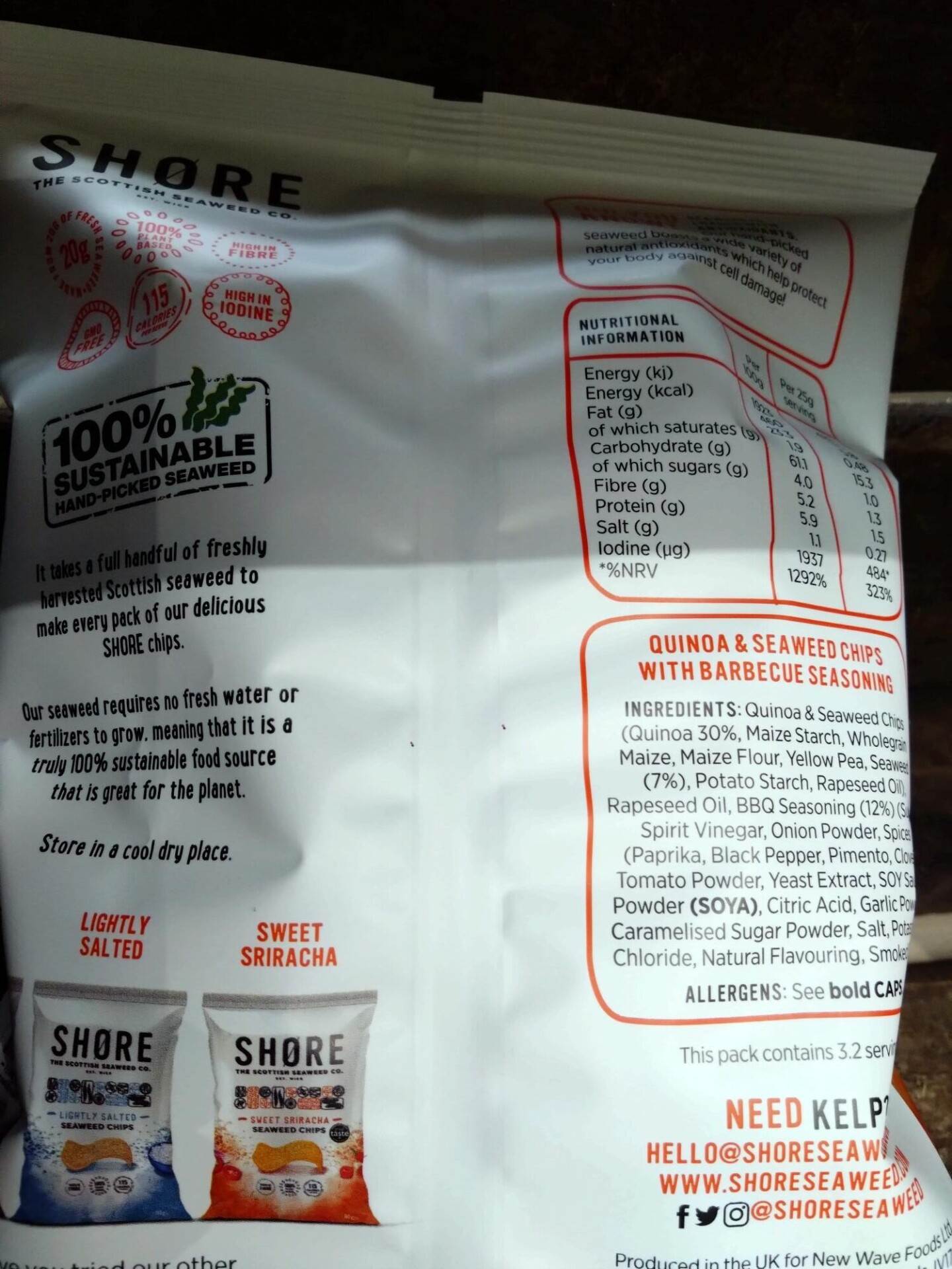 shore seaweed chips crisps smoky barbecue (80g)