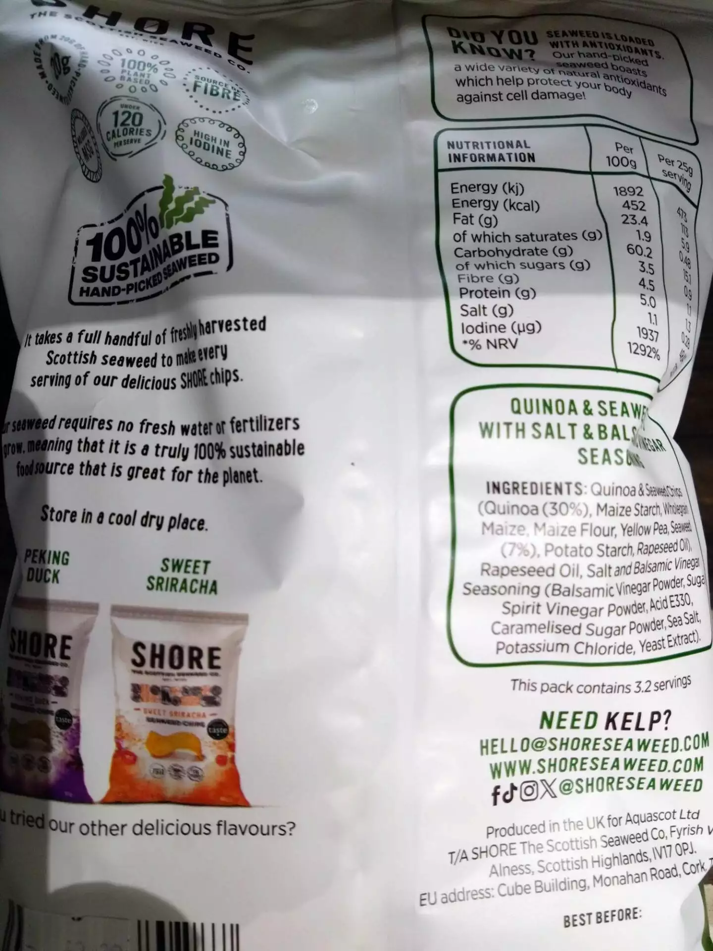 shore seaweed chips crisps smoky barbecue (80g)