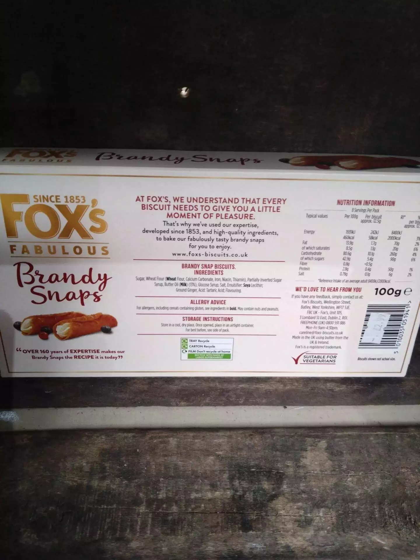 fox's brandy snaps (100g)