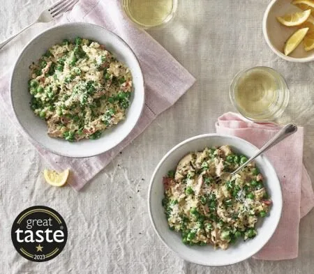 cook chicken, pea & bacon risotto (serves 1)