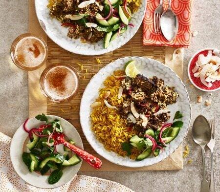 cook pulled beef rendang & rice (serves 1)