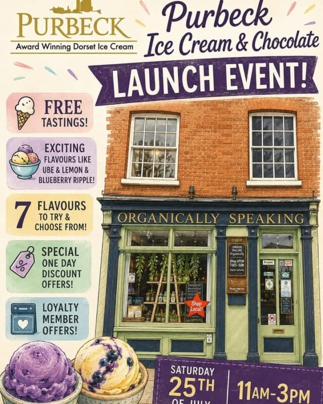 COME TO HARTLEY WINTNEY EVENT AT ORGANICALLY SPEAKING THIS SATURDAY!   
Purbeck will be here to launch their delicious Dorset Ice Cream AND did you know they also make their own amazing chocolate? you can come and try that too!
& SPOILER ALERT ...Be amongst the first to try brand new flavour - UBE - made with local Dorset double cream, fresh milk, and authentic purple yams. Like the rest of their premium dairy range, this new release is completely gluten-free, nut-free, egg-free, and free from artificial colours or additives, IT IS AMAZING 💜💜💜
Special offers and tastings for all ....AND if you are an Organically Speaking Loyalty Club member look out for a direct message with an additional treat for members 
We look forward to seeing you! 🍦🍦🍦
#organicallyspeaking #visithartleywintney @visithartleywintey #newlaunch #purbeckicecream Purbeck Ice Cream