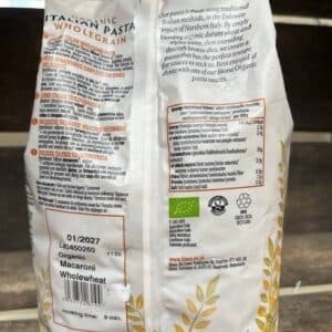 biona organic italian pasta macaroni wholegrain durum wheat vegan (500g)