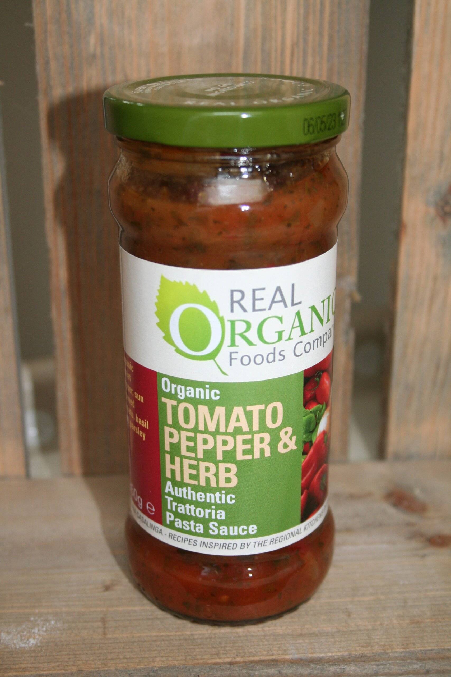 Real Organic Food Co Organic Tomato Pepper & herb authentice trattoria pasta sauce