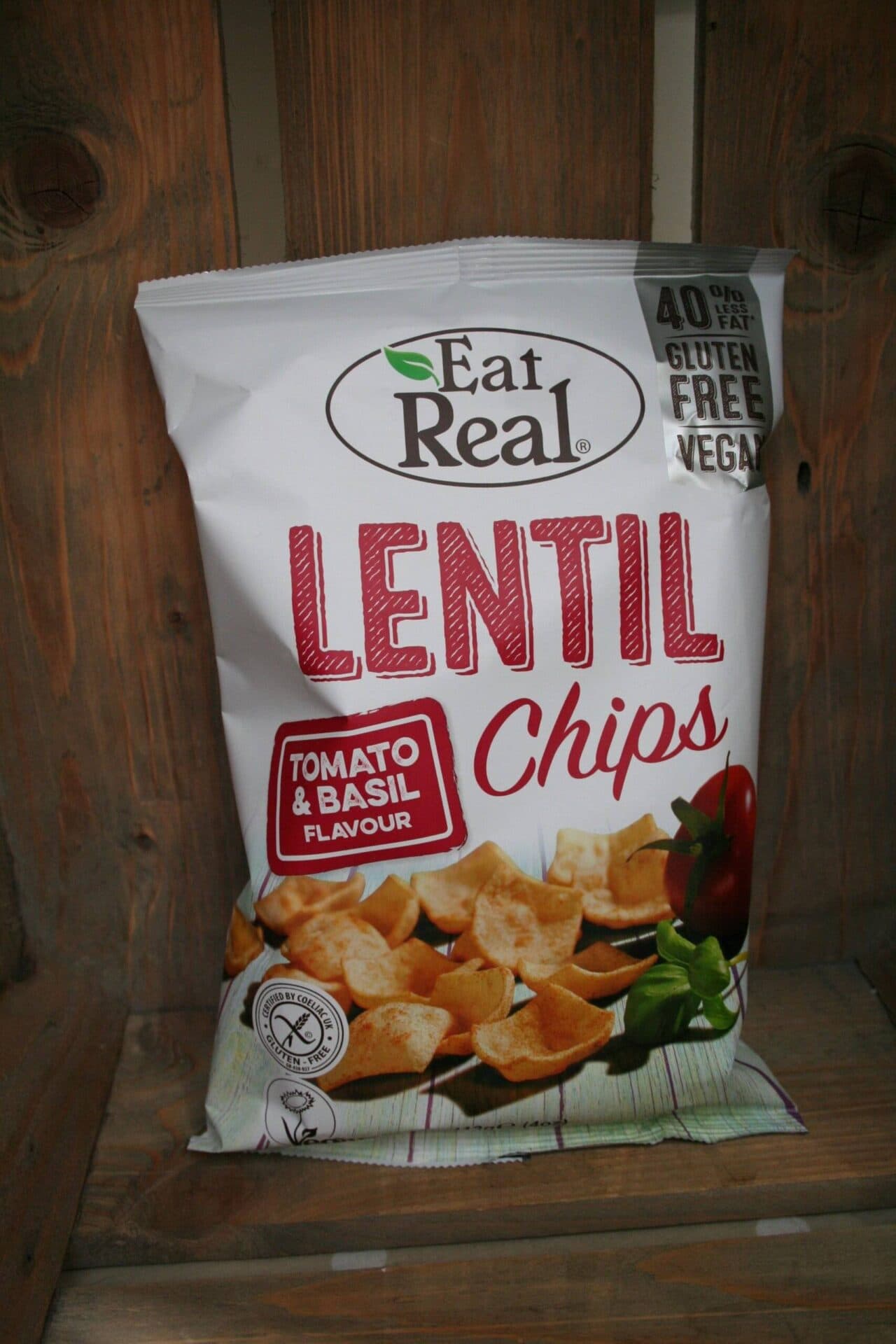 Eat Real Lentil chips tomato & basil flavour