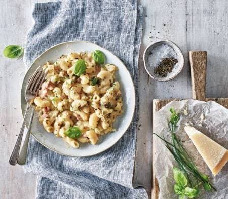 Cook Mac cheese with ham & cauliflower