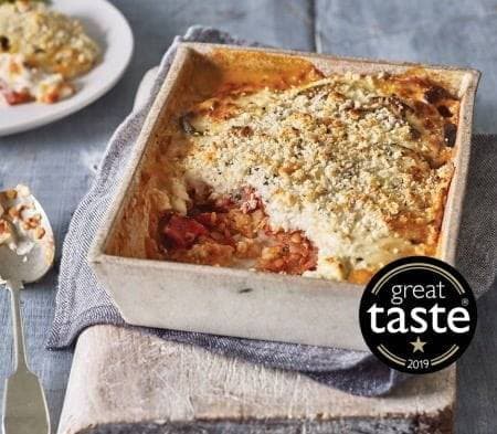 Cook red lentil & aubergine moussaka