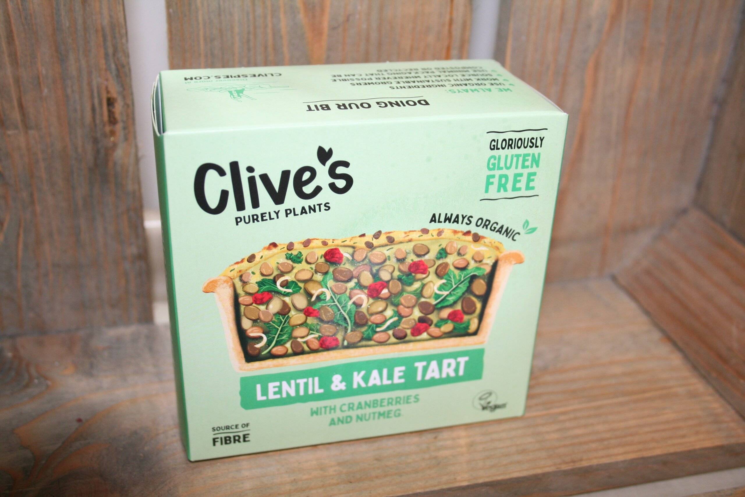 Clives purely plants lentil & kale tart