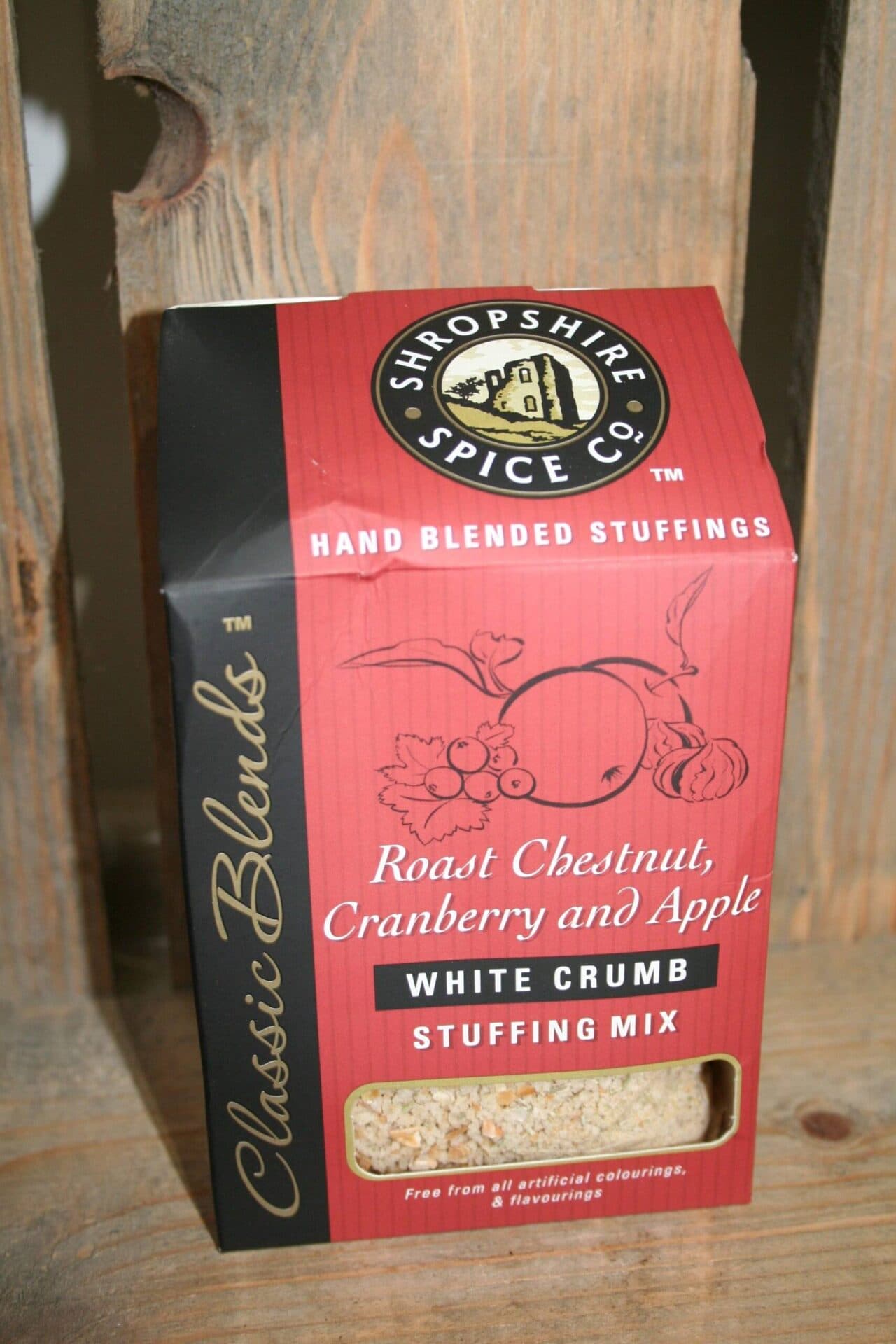 Shropshire Spice Co roasted chestnut, cranberry & apple white crumb stuffing mix