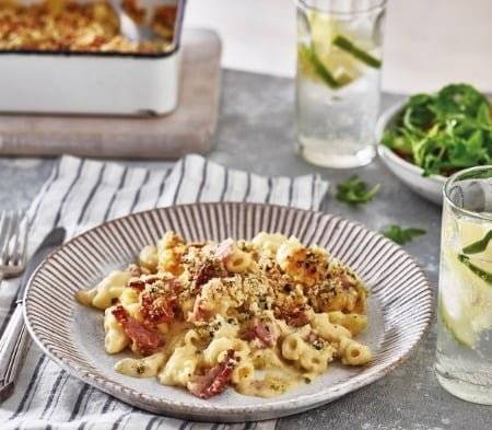 Cook mac cheese with smokey bacon