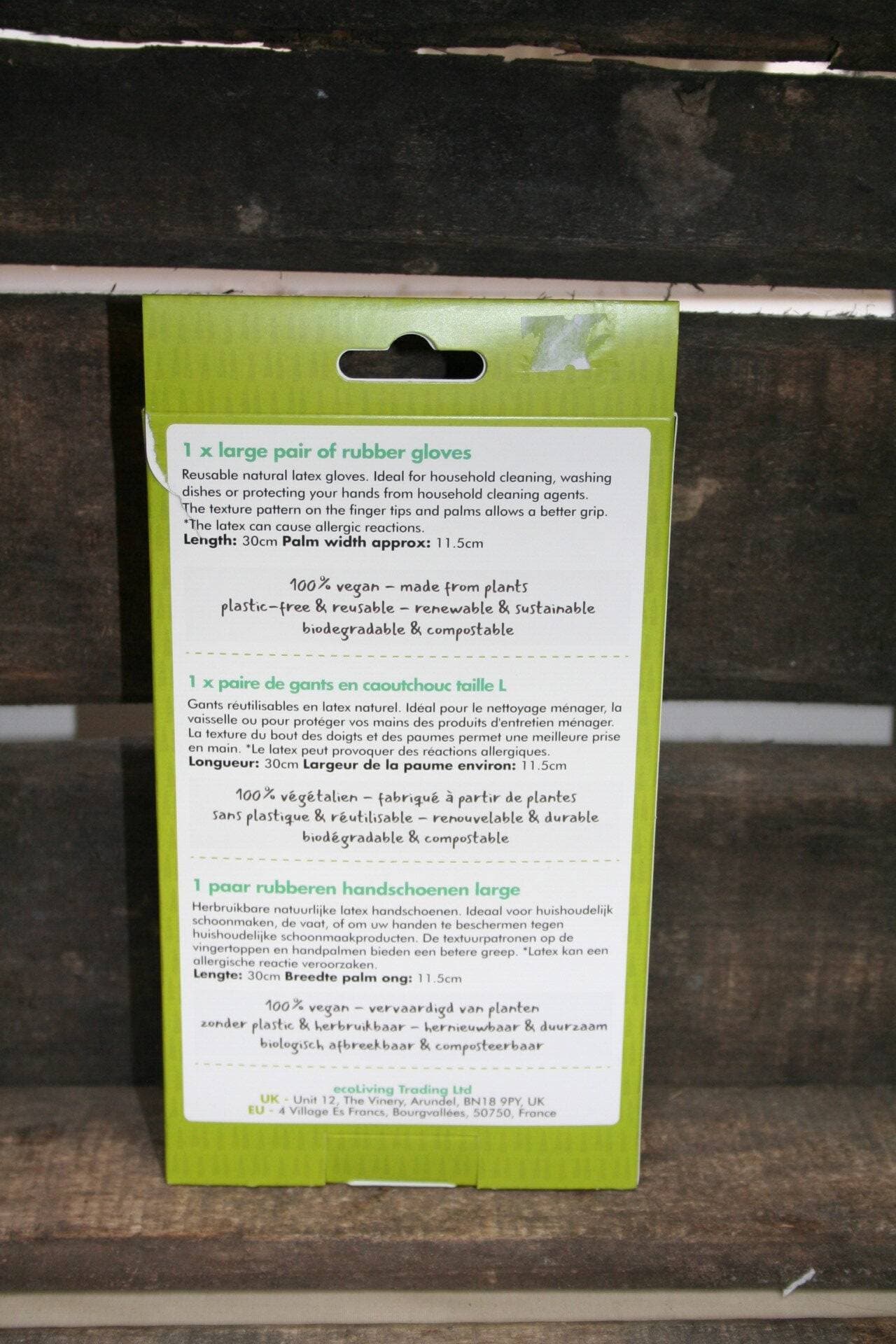 Eco living natural latex rubber gloves