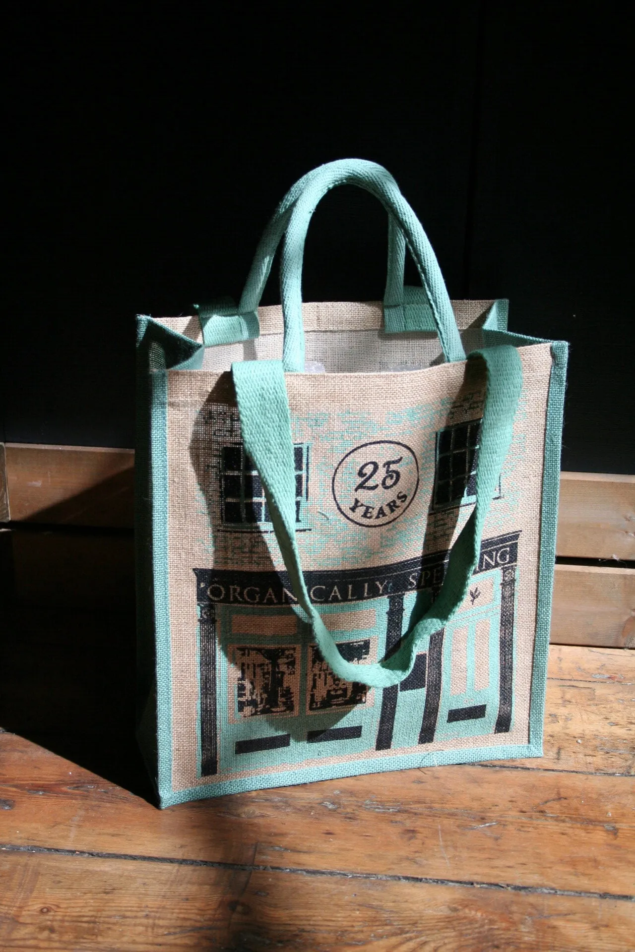 Organically speaking jute bag 25 year