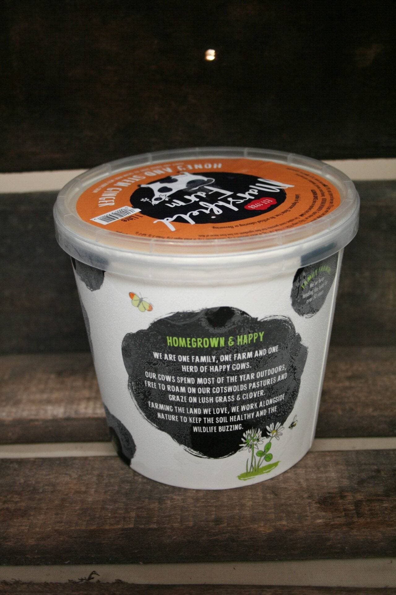 Marshfield honey and ginger icecream