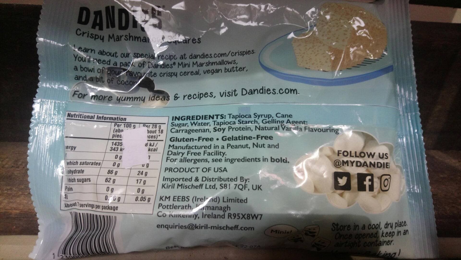 dandies vanilla vegan mini vanilla mashmallows