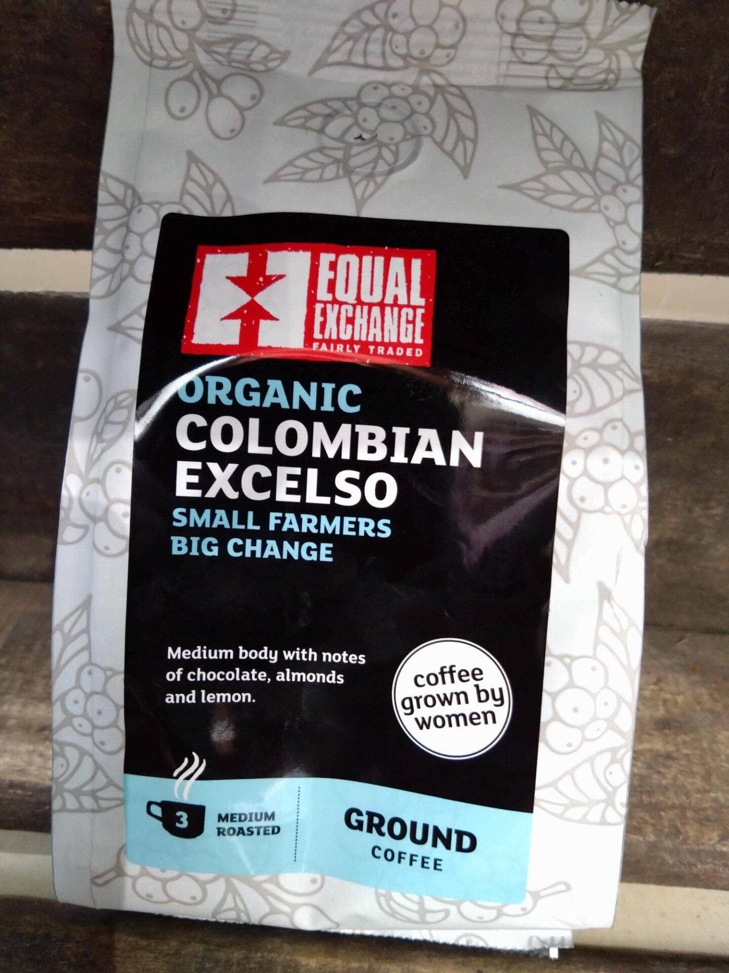 equal exchange organic colombian excelso ground coffee medium roasted 3 (200g)