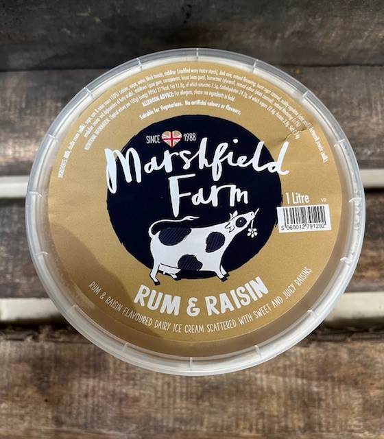 marshfield rum & raisin ice cream (1 litre)