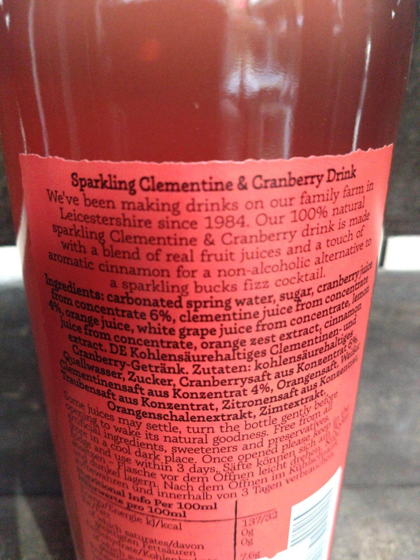belvoir sparkling clementine and cranberry (750ml)
